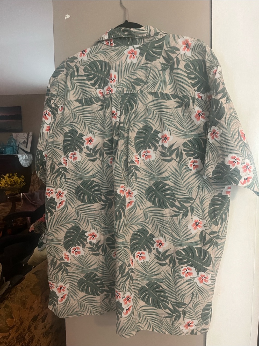 croft & barrow Green and Pink Tropical Print Short-Sleeve Button-Down Shirt